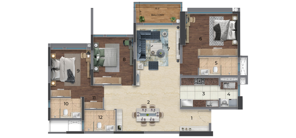 Mana Vista Floor Plan 2.5 BHk